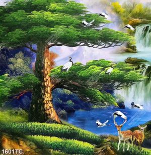 Tranh sơn dầu cây Tùng bên sông