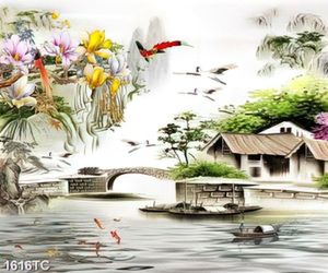 Tranh thư pháp và hoa mộc lan