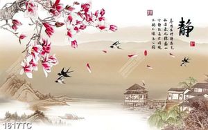 Tranh hoa mộc lan và cảnh quê hương