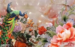Tranh chim công giả ngọc 3d quạt  đẹp