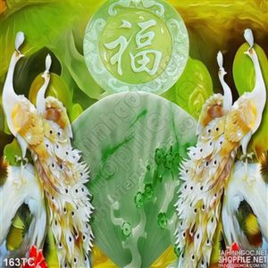 Tranh chim hạc giả ngọc và chim công in uv