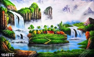 Tranh sơn dầu thác nước