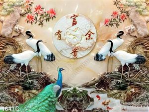 Tranh chim công giả ngọc psd in uv