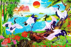 Tranh chim Hạc và cây tre