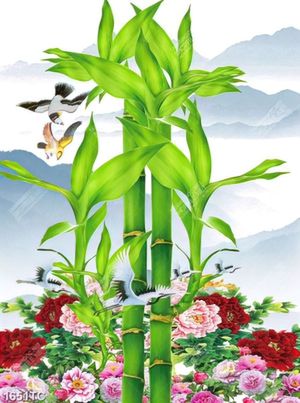 Tranh cây tài lộc và hoa mẫu đơn