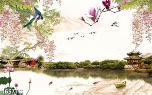 Tranh phong cảnh hữu tình và hoa tử đằng