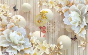 Tranh 3D hoa mẫu đơn thư pháp