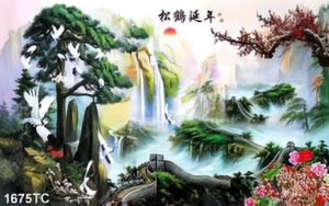 Tranh thác nước phong thủy mùa xuân