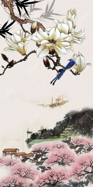 Tranh hoa mộc lan và mùa xuân