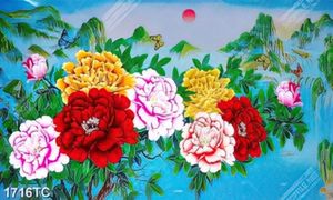 Tranh hoa mẫu đơn nền tranh sơn dầu