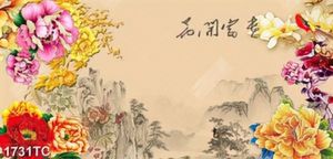 Tranh hoa mẫu đơn nền tranh phong thủy