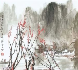 Tranh thủy mặc mùa xuân treo tường