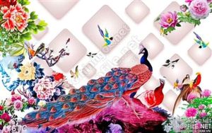 Tranh chim công nghệ thuật 3d in uv file psd