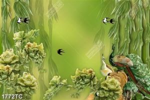 Tranh gải ngọc đôi công và nền tre
