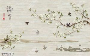Tranh hoa đào in dán tường đẹp