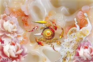 Tranh chim công cửu ngư quần hội giả ngọc