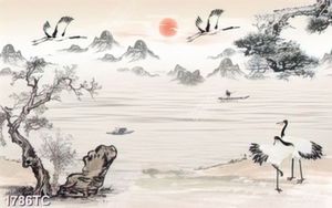 Tranh chim Hạc in dán tường