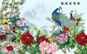 Tranh hoa mẫu đơn và công