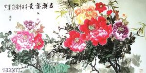 Tranh màu nước hoa mẫu đơn
