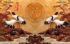 Tranh chim Hạc nền gải ngọc