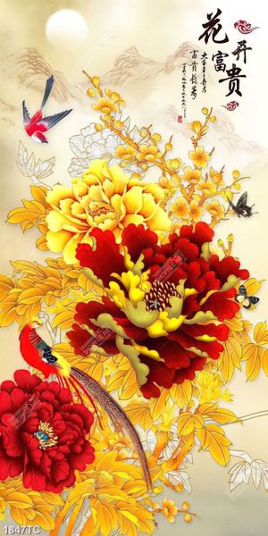 Tranh tài lộc hoa mẫu đơn