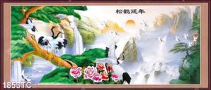 Tranh sơn dầu thác và chim Hạc