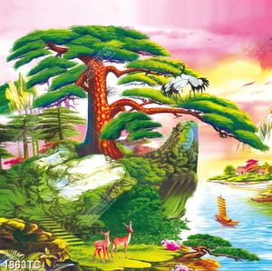 Tranh sơn dầu cây từng và chim hạc