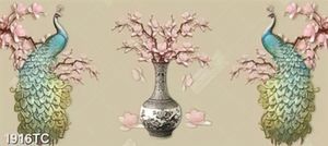 Tranh lụa 3D chim công