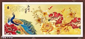 Tranh chim công và hoa mẫu đơn