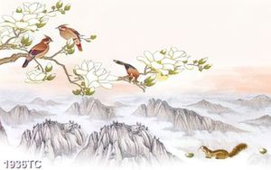 Tranh hoa mộc lan và chim chào mào