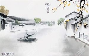 Tranh màu nước phố cổ in canvas