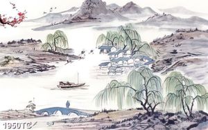 Tranh phong cảnh phố cổ trên sông