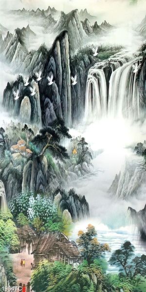 Tranh sơn thủy chất lượng cao in kính