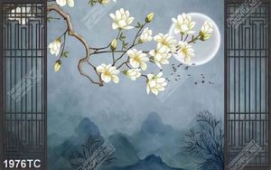 Tranh hoa mộc lan dưới ánh trăng