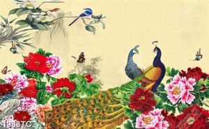 Tranh đôi công trong vườn mẫu đơn