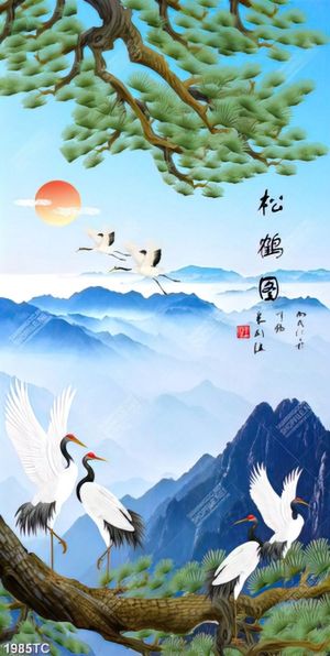 Tranh cây tùng và đôi chim Hạc