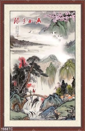 Tranh núi mùa xuân chất lượng cao