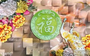 Tranh chim công và viên ngọc xanh đẹp