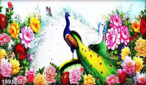 Tranh đôi công và vườn hoa mẫu đơn