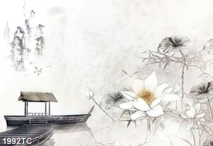 Tranh hoa Sen và thuyền