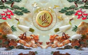 Tranh thư pháp chữ Phúc và đôi chim Hạc