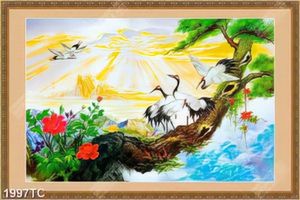 Tranh sơn dầu chim Hạc và cây Tùng