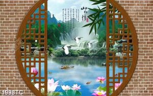 Tranh cửa sổ phong thủy thác nước