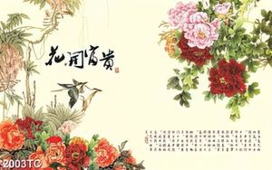 Tranh hoa mẫu đơn dán tường chất lượng cao