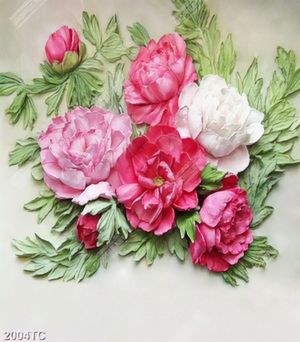 Tranh điêu khắc hoa mẫu đơn