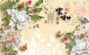 Tranh hoa mẫu đơn giả ngọc dán tường đẹp