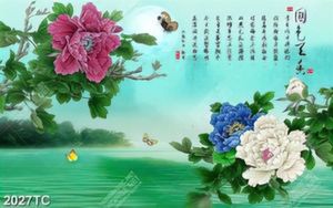 Tranh hoa mẫu đơn và thư pháp chất lượng cao