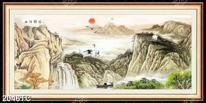 Tranh sơn dầu cảnh thác và núi