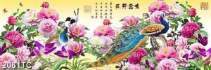Tranh chim công và hoa mẫu đơn