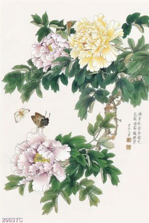 Tranh hoa mẫu đơn dán tường